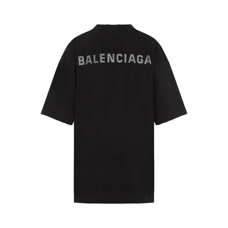 Balenciaga Crystal Logo T-Shirt Faded Black