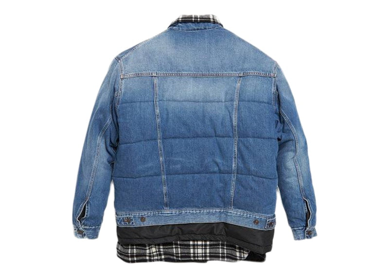Balenciaga Denim Bomber Jacket Blue/Black/White