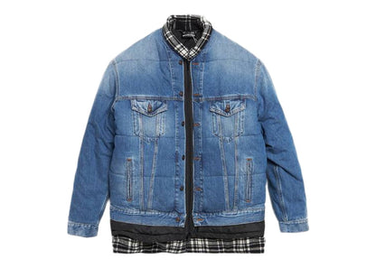 Balenciaga Denim Bomber Jacket Blue/Black/White