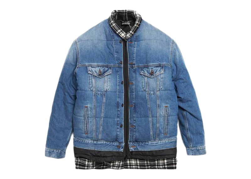 Balenciaga Denim Bomber Jacket Blue/Black/White