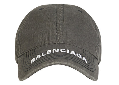 Balenciaga Denim Logo Baseball Velcro Tab Cap Black/White