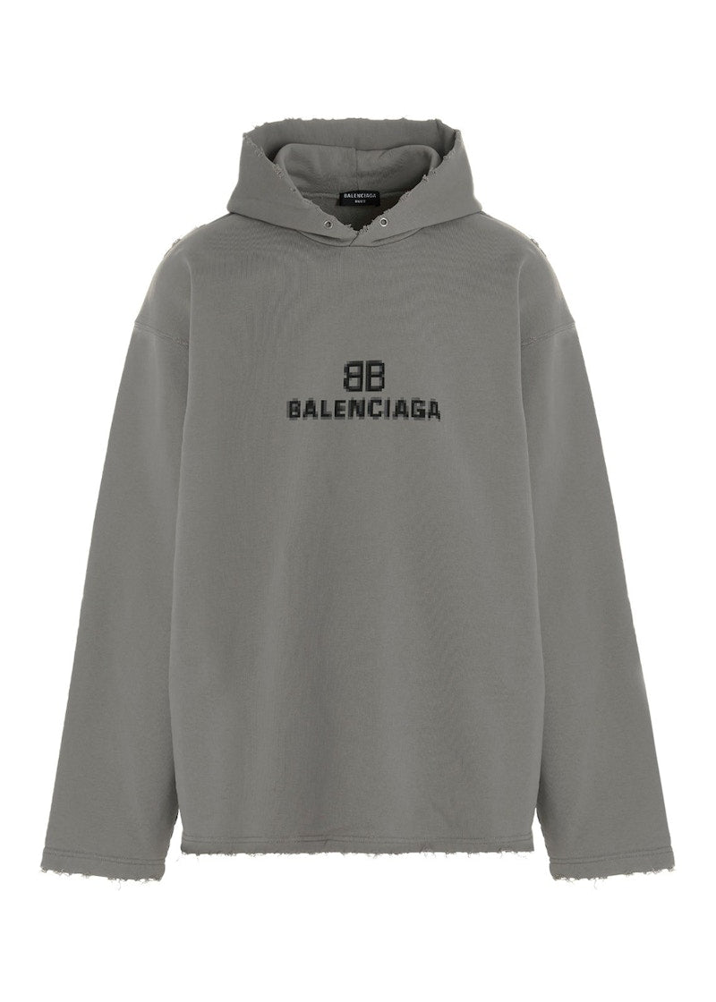 Balenciaga Distressed BB Pixel Hoodie Taupe