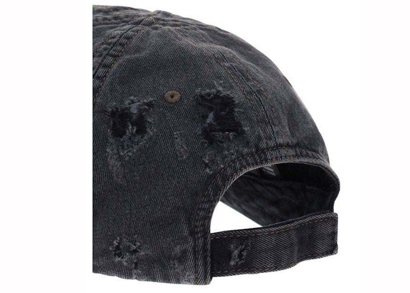 Balenciaga Distressed Denim Cap Charcoal
