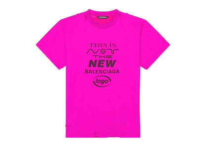 Balenciaga Distressed Small Fit This Is Not Logo T-Shirt Pink Black