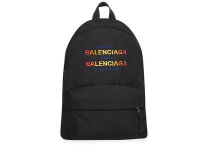 Balenciaga Explorer Backpack Milano Paris Los Angeles Large Gris Crayon/Rouge