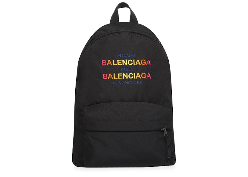 Balenciaga Explorer Backpack Milano Paris Los Angeles Large Gris Crayon/Rouge