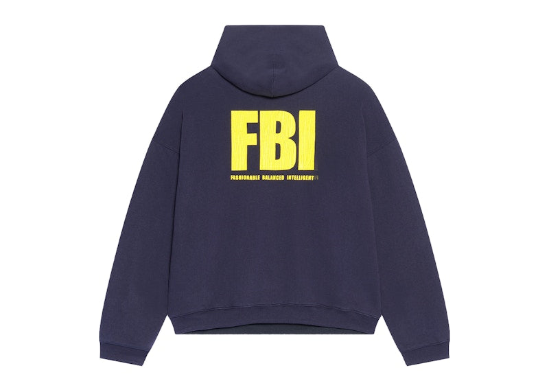 Balenciaga FBI Print Year Of The Tiger Reversible Hoodie Dark Blue/Black/Yellow