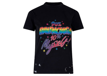 Balenciaga Frontal Logo Cotton T-Shirt Black