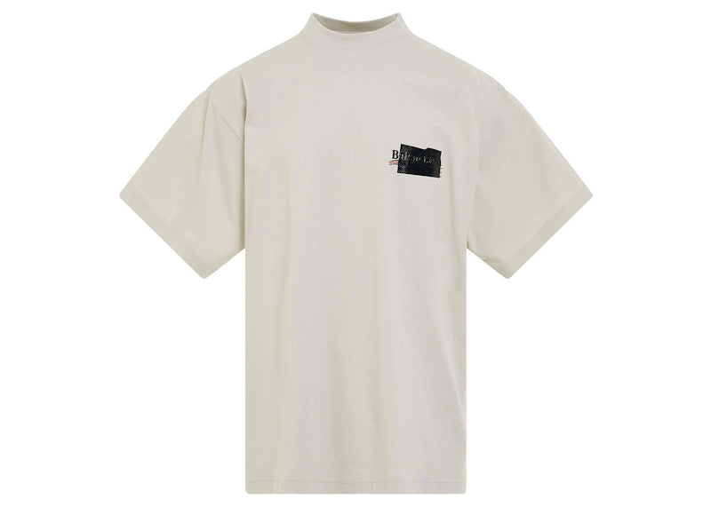 Balenciaga Gaffer Logo Large Fit T-Shirt Beige
