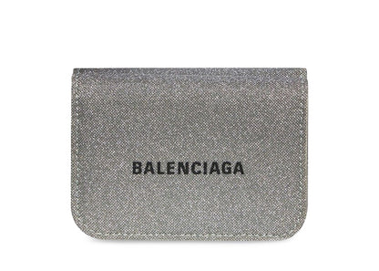 Balenciaga Glitter Cash Wallet Mini Grey