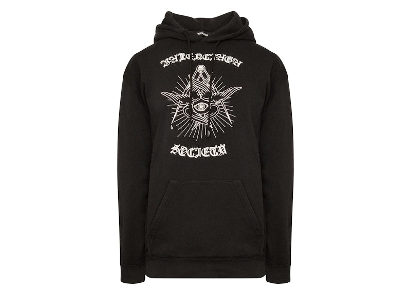 Balenciaga Gothic Logo Hoodie Black
