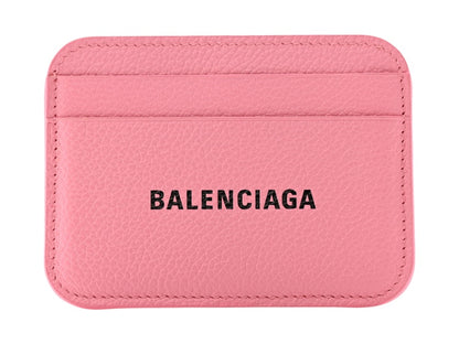 Balenciaga Grained Calfskin Logo Cash Rounded Card Holder Light Pink/Black