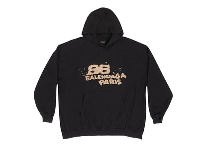 Balenciaga Hand Drawn BB Icon Large Fit Hoodie Black