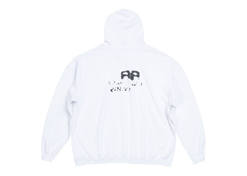 Balenciaga Hand Drawn BB Icon Large Fit Hoodie White/Black