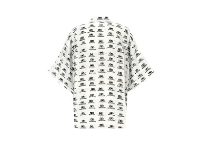 Balenciaga Hand Drawn BB Icon Oversize Viscose Shirt White/Black
