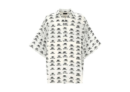 Balenciaga Hand Drawn BB Icon Oversize Viscose Shirt White/Black