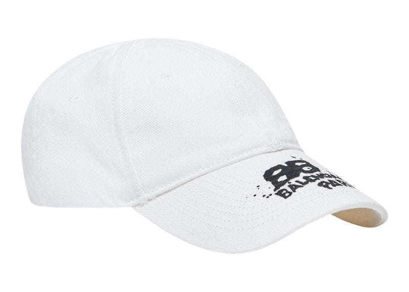 Balenciaga Hand Drawn BB Icon Velcro Tab Baseball Cap White/Black