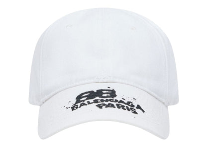 Balenciaga Hand Drawn BB Icon Velcro Tab Baseball Cap White/Black