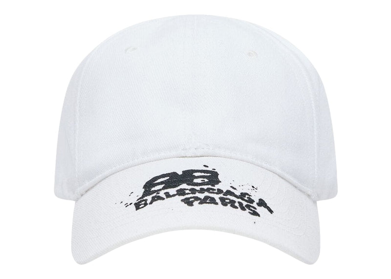 Balenciaga Hand Drawn BB Icon Velcro Tab Baseball Cap White/Black