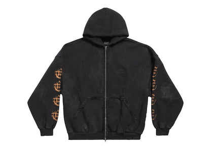 Balenciaga Heavy Metal Outerwear Zip-Up Oversized Hoodie Black Faded