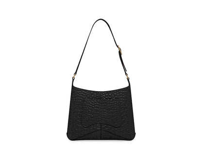 Balenciaga Hobo Shoulder Bag XX Small Crocodile Embossed Black