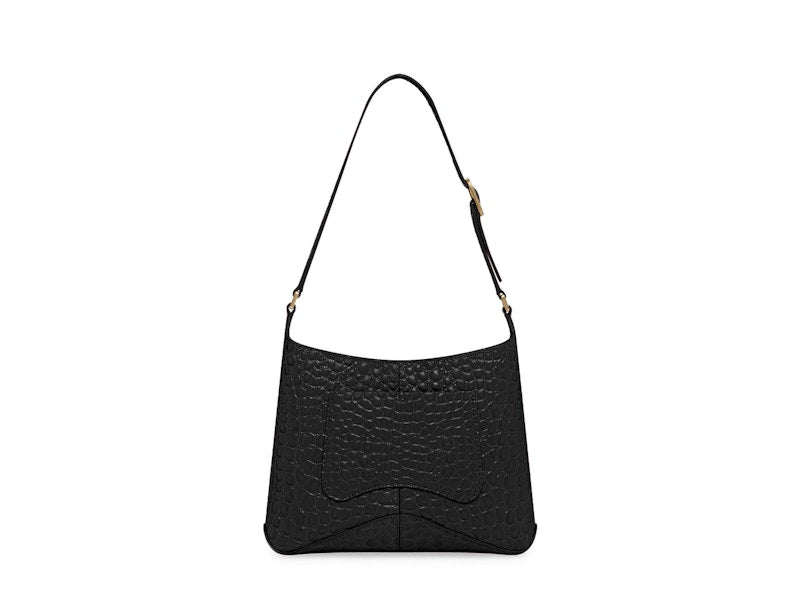 Balenciaga Hobo Shoulder Bag XX Small Crocodile Embossed Black