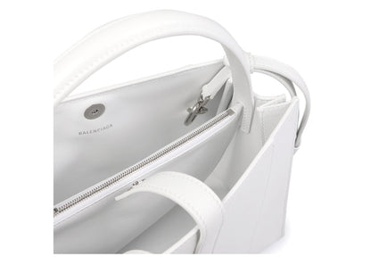 Balenciaga Hourglass East-West Tote Bag Small White