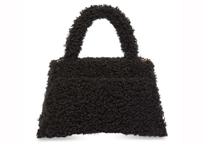 Balenciaga Hourglass Furry Shopper Small Black