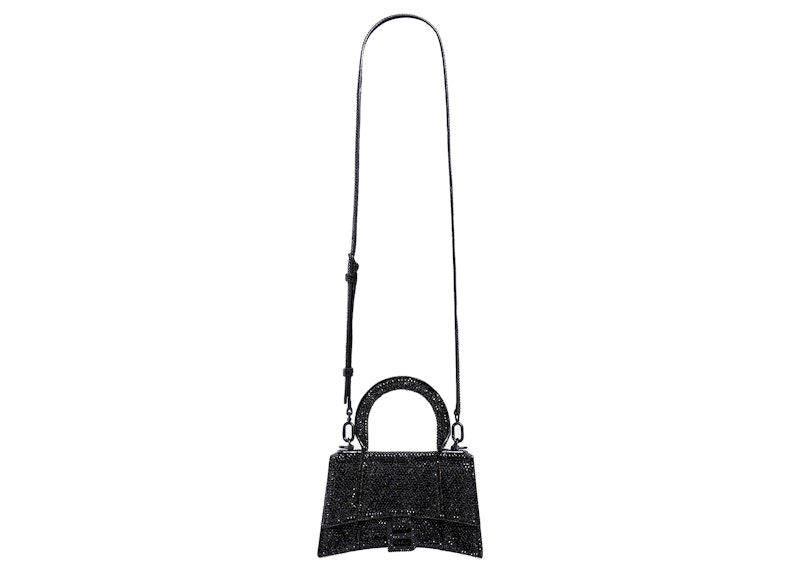 Balenciaga Hourglass Handbag XS Rhinestone Black