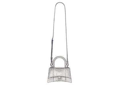 Balenciaga Hourglass Handbag XS Rhinestone Grey
