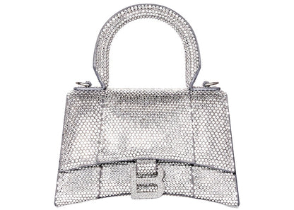 Balenciaga Hourglass Handbag XS Rhinestone Grey