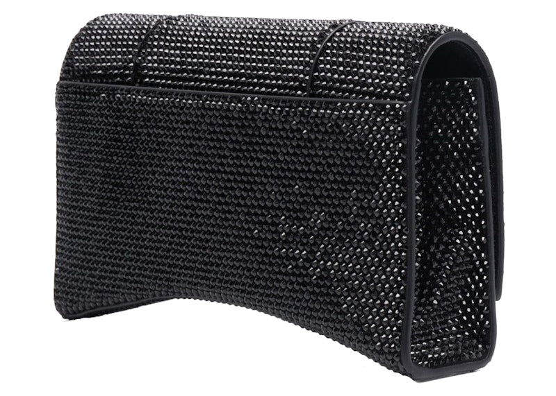 Balenciaga Hourglass Hangbag With Rhinestones Black