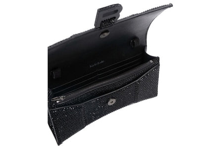 Balenciaga Hourglass Hangbag With Rhinestones Black