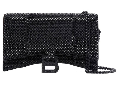 Balenciaga Hourglass Hangbag With Rhinestones Black
