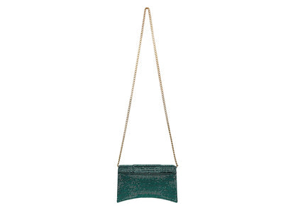 Balenciaga Hourglass Hangbag With Rhinestones Green