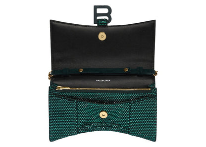 Balenciaga Hourglass Hangbag With Rhinestones Green