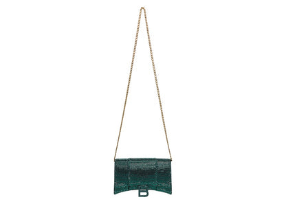 Balenciaga Hourglass Hangbag With Rhinestones Green