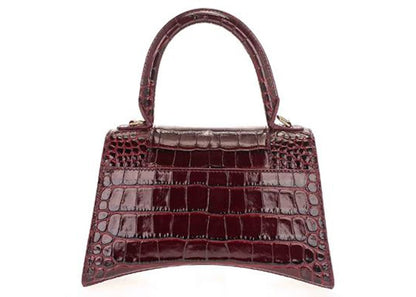 Balenciaga Hourglass Hourglass S Top Handle Bag Crocodile Embossed Burgundy