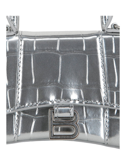 Balenciaga Hourglass Mini Bag With Chain Silver