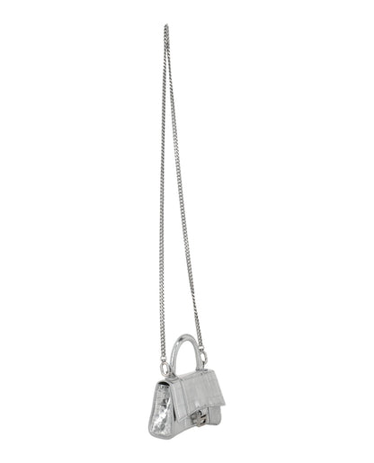 Balenciaga Hourglass Mini Bag With Chain Silver