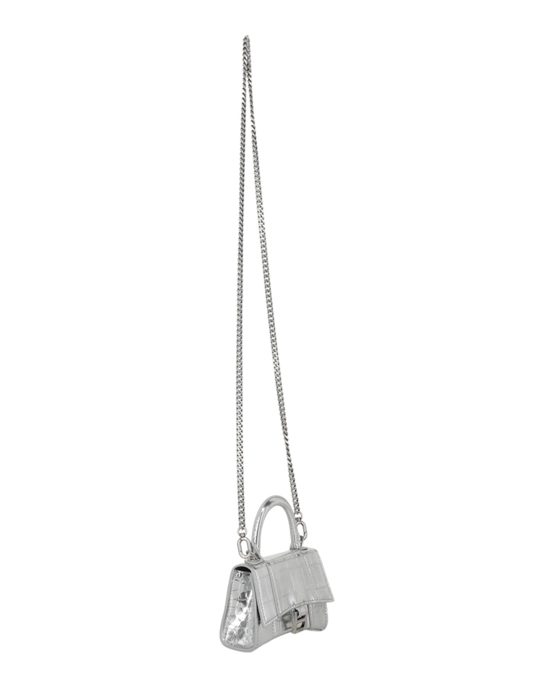 Balenciaga Hourglass Mini Bag With Chain Silver