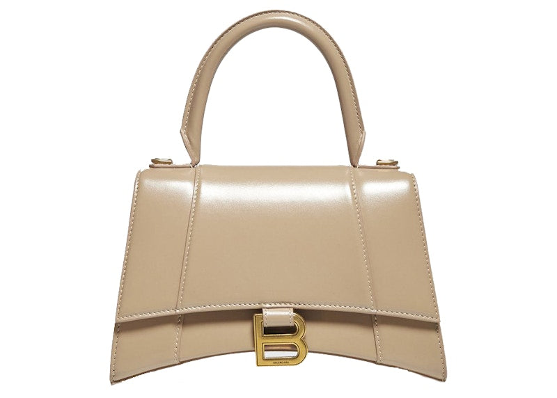 Balenciaga Hourglass Top Handle Bag Small Beige