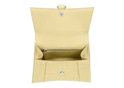 Balenciaga Hourglass Top Handle Bag Small Crocodile Embossed Yellow