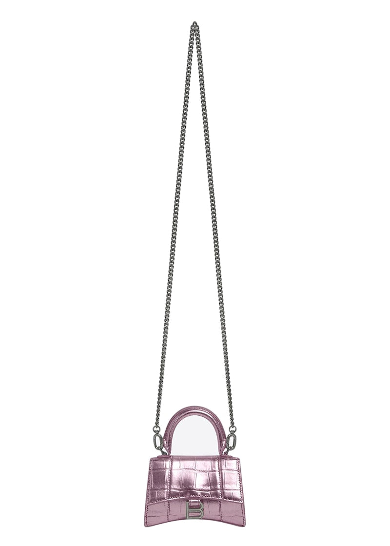 Balenciaga Hourglass Top Handle Mini Pink Metallized