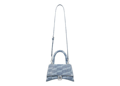 Balenciaga Hourglass Top Handle Small BB Monogram Denim Bleached Blue