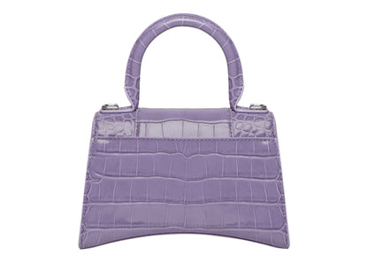 Balenciaga Hourglass Top Handle XS Crocodile Embossed Lilac