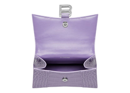 Balenciaga Hourglass Top Handle XS Crocodile Embossed Lilac