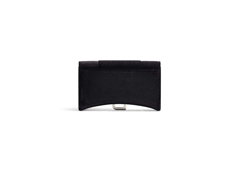 Balenciaga Hourglass Velvet Jersey Wallet on Chain Black