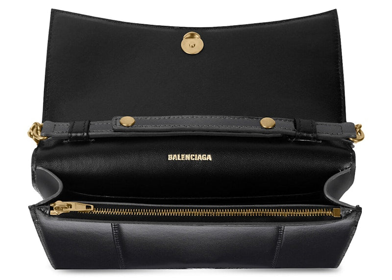 Balenciaga Hourglass Wallet On Chain Black