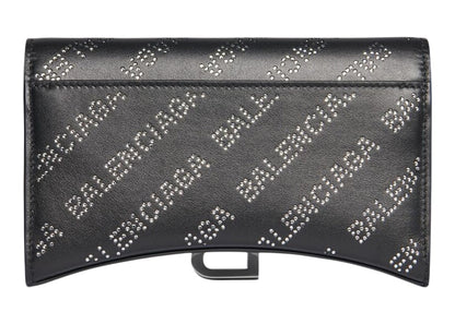 Balenciaga Hourglass Wallet On Chain With Rhinestones Black